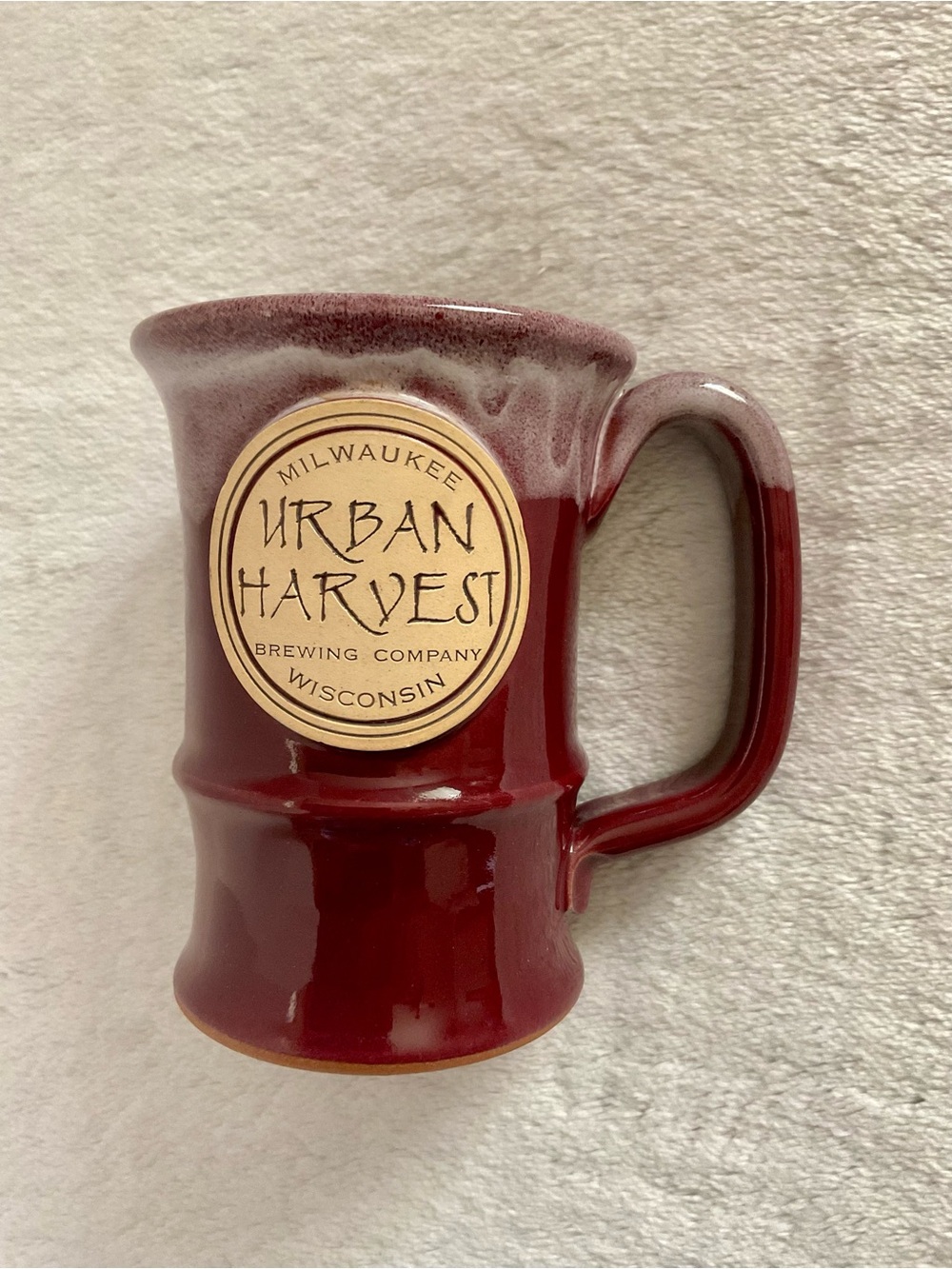 Hand Thrown Stoneware Pottery Mug/Tankard Deep Burgundy Urban Harvest Brewing Co